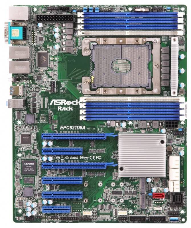 לוח אם - ASRock EPC621D8A, 1xSKT LGA3647, Intel Xeon Scalable, C621, 8xDIMM