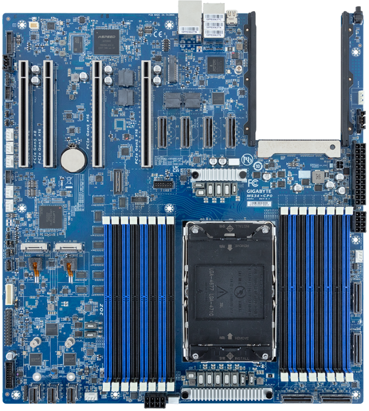 לוח אם - Gigabyte MS34-CP0, 1xSKT LGA 4710, Intel Xeon 6, SoC, SATA, NVMe