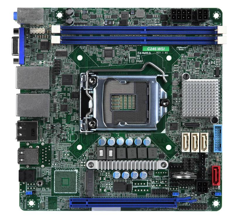 לוח אם - ASRock C246 WSI, 1xSKT LGA1151, Intel E-2000, C246, 2xDIMM, SATA