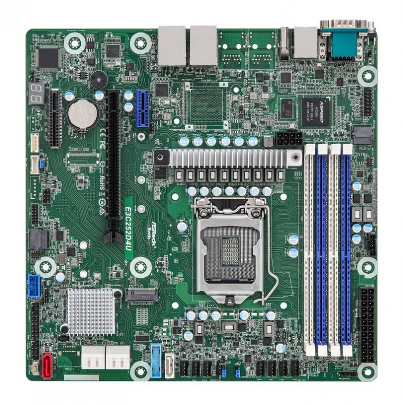 לוח אם - ASRock E3C252D4U, 1xSKT LGA1200, Intel E-2300, C252, 4xDIMM, SATA