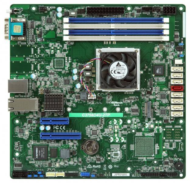 לוח אם - ASRock C3758D4U-2TP, Intel Atom C3758, SoC, mATX 4xDIMM, SATA